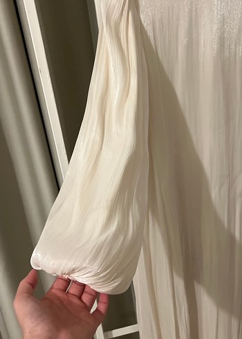 Beyaz Uzun Kollu Çiçekli Nisan Elbisesi - Görsel 5