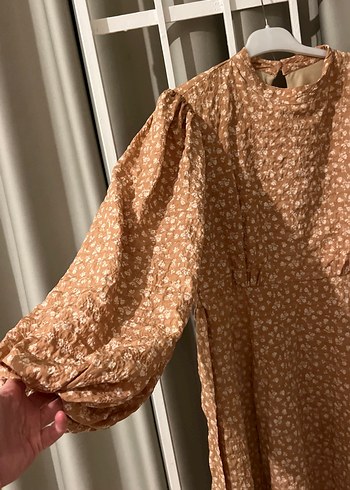 Bej Uzun Kollu Bohem Elbise - Görsel 4