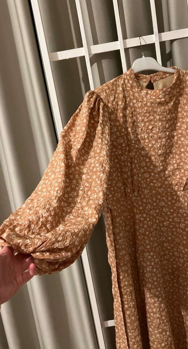 Bej Uzun Kollu Bohem Elbise - Görsel 4