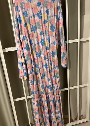 Bohem Uzun Elbise, Pastel Renkli, Pileli - Görsel 2