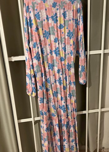 Bohem Uzun Elbise, Pastel Renkli, Pileli - Görsel 3