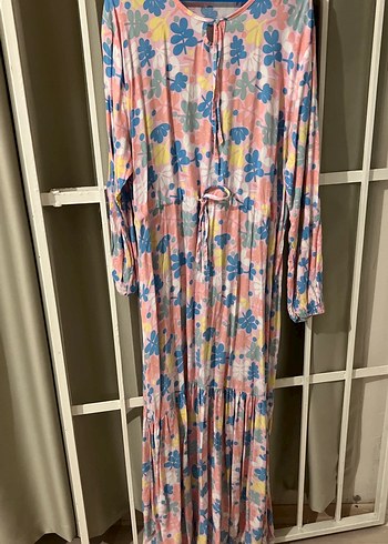 Bohem Uzun Elbise, Pastel Renkli, Pileli - Görsel 4