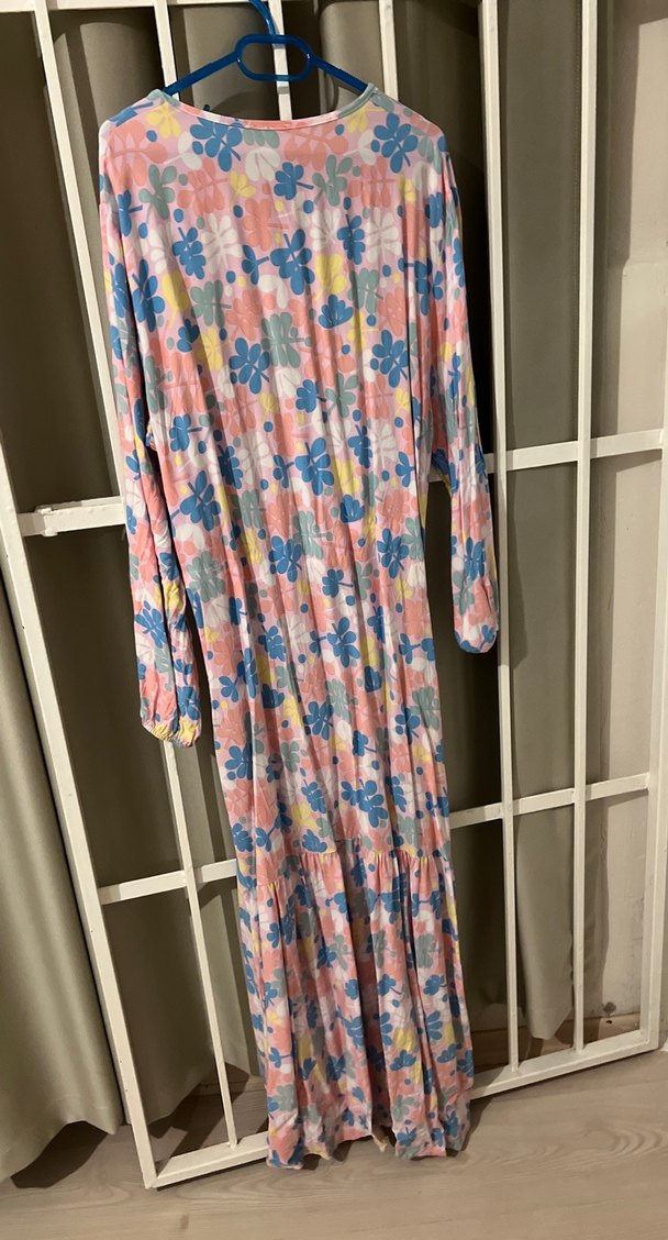 Bohem Uzun Elbise, Pastel Renkli, Pileli - Görsel 2