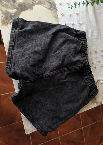 Düğmeli Gri Mini Denim Şort - Görsel 2