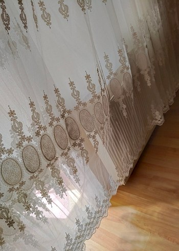 Nakışlı Beyaz Konvansiyonel Tül Perde - Görsel 4