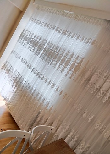 Nakışlı Beyaz Konvansiyonel Tül Perde - Görsel 2