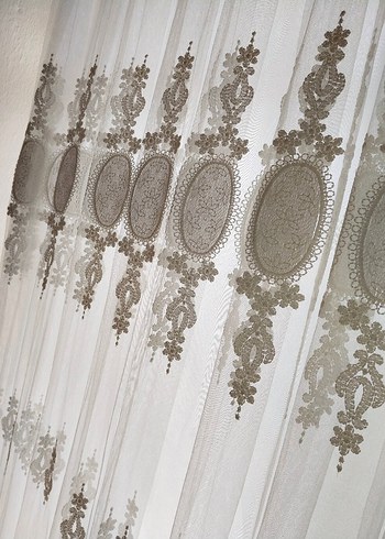 Nakışlı Beyaz Konvansiyonel Tül Perde - Görsel 3