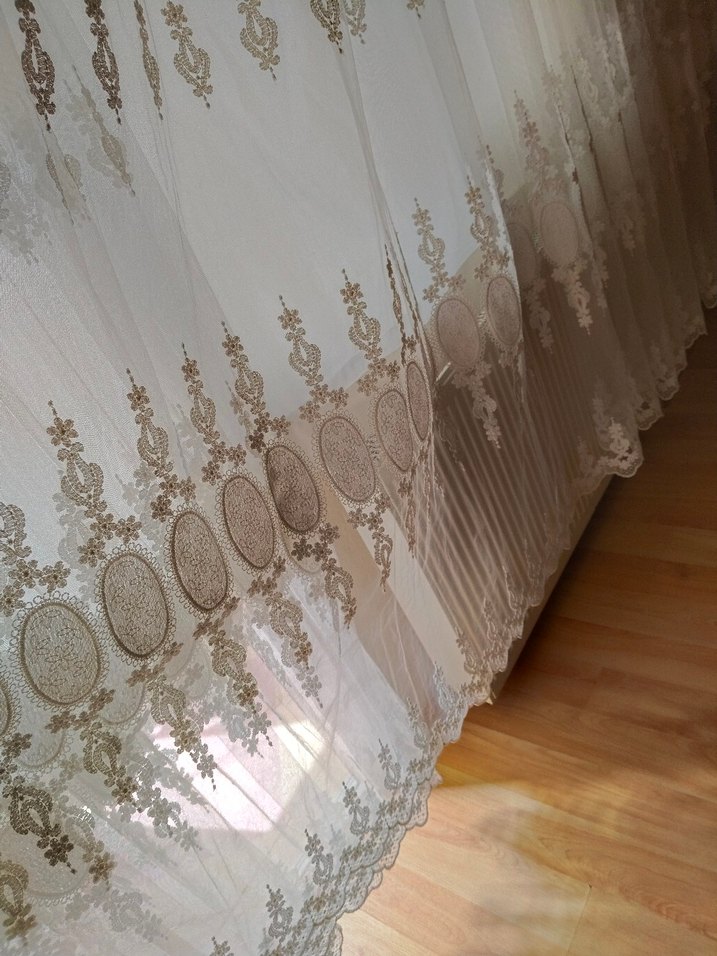 Nakışlı Beyaz Konvansiyonel Tül Perde - Görsel 4