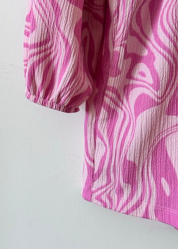 Pembe Batik Desenli Mini Hemşire Sabahlığı - Görsel 4