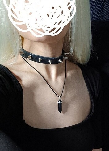 Siyah Kristal Gotik Kolye