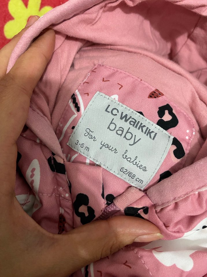 Kapüşonlu Pembe Desenli Bebek Kar Tulumu - Görsel 2