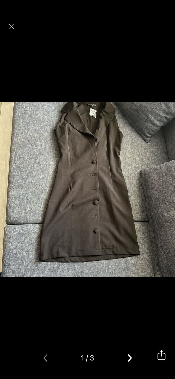 Düğmeli Siyah Midi Kadın Yelek elbise - Görsel 2