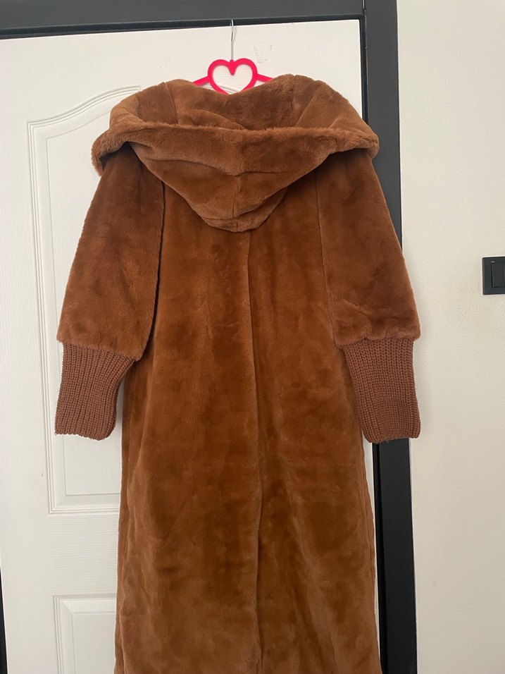 Kahverengi Kürklü Midi Kadın Kaban - Görsel 2