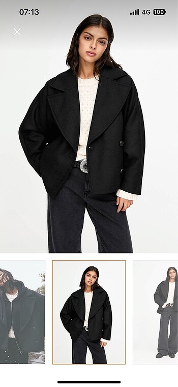 s Beden siyah Renk Pull and Bear kaban