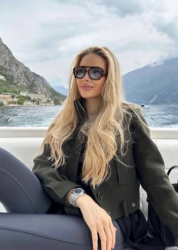 Gri Puf Kollu Kadın Güneş Gözlüğü