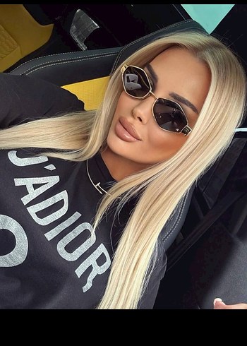 Parlak Siyah Street Style Kadın Güneş Gözlüğü