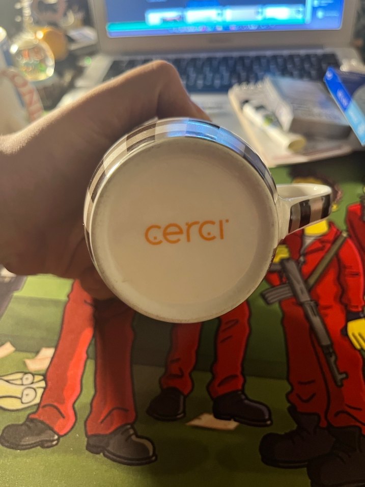 Gri Kareli Seramik Kupa - Görsel 2