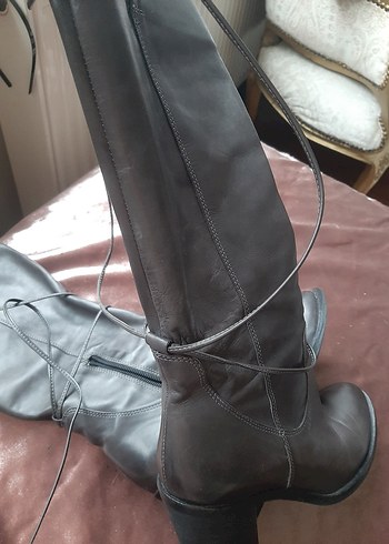 37 Beden Kahverengi Deri Kadın Stiletto Bot