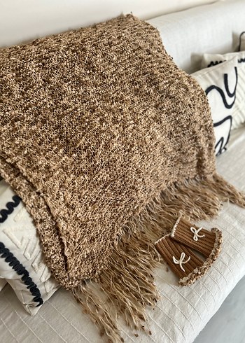 Örgü Bohem Tarzı Kadın Eldiveni Şal takım - Görsel 5