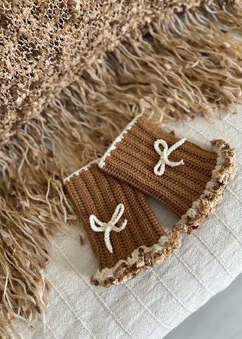 Örgü Bohem Tarzı Kadın Eldiveni Şal takım - Görsel 3