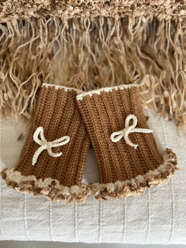 Örgü Bohem Tarzı Kadın Eldiveni Şal takım - Görsel 2