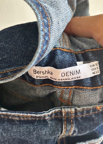 xs Beden mavi Renk Bershka Koyu Mavi Denim Askılı Tulum