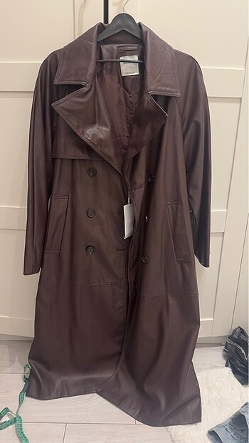 m Beden bordo Renk Bershka bordo uzun deri ceket