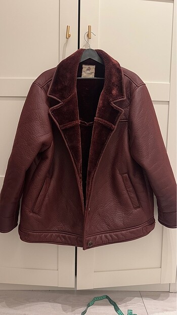 Pull and bear bordo içi tüylü mont kaban ceket