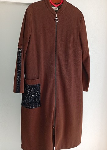 Kadın Kahverengi Uzun Fermuarlı Kaban iki koltuk altı 55 boy 120 - Görsel 10