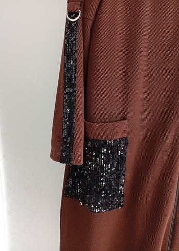 Kadın Kahverengi Uzun Fermuarlı Kaban iki koltuk altı 55 boy 120 - Görsel 7