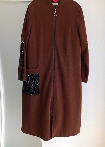 Kadın Kahverengi Uzun Fermuarlı Kaban iki koltuk altı 55 boy 120 - Görsel 8