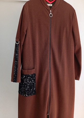 Kadın Kahverengi Uzun Fermuarlı Kaban iki koltuk altı 55 boy 120 - Görsel 9