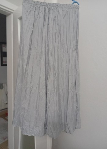 Gri Kadın Uzun Keten Etek - Görsel 3