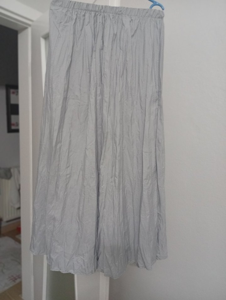 Gri Kadın Uzun Keten Etek - Görsel 3