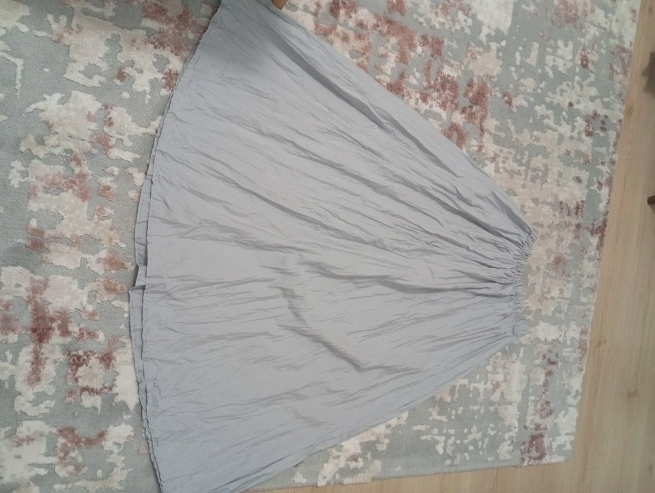 Gri Kadın Uzun Keten Etek - Görsel 2