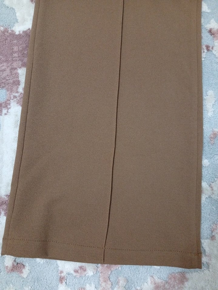 Kadın Bej Kumaş Pantolon cepli Regular Fit - Görsel 2