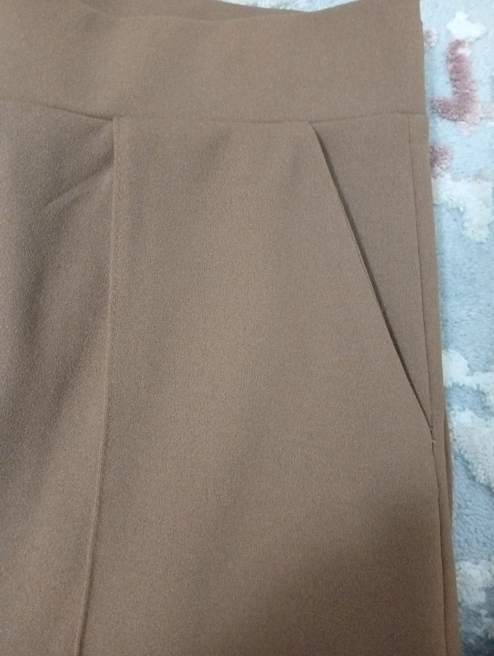 Kadın Bej Kumaş Pantolon cepli Regular Fit - Görsel 3