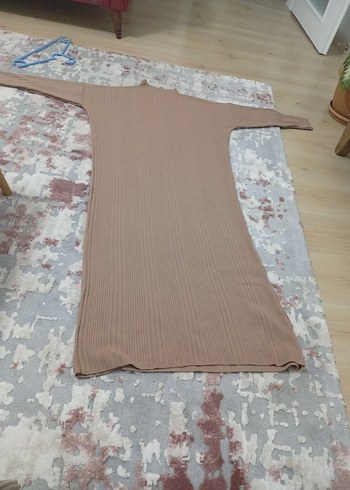 Bej Kadın Triko Boğazlı Uzun Elbise - Görsel 2