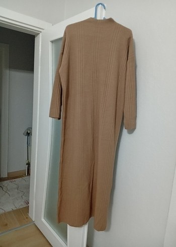 Bej Kadın Triko Boğazlı Uzun Elbise - Görsel 7