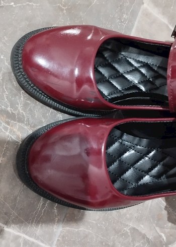 Bordo Tokalı Kadın Günlük Topuklu Ayakkabı