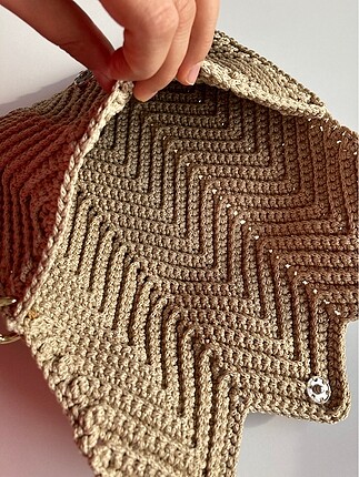 Beden camel Renk Vizon örme clutch çanta