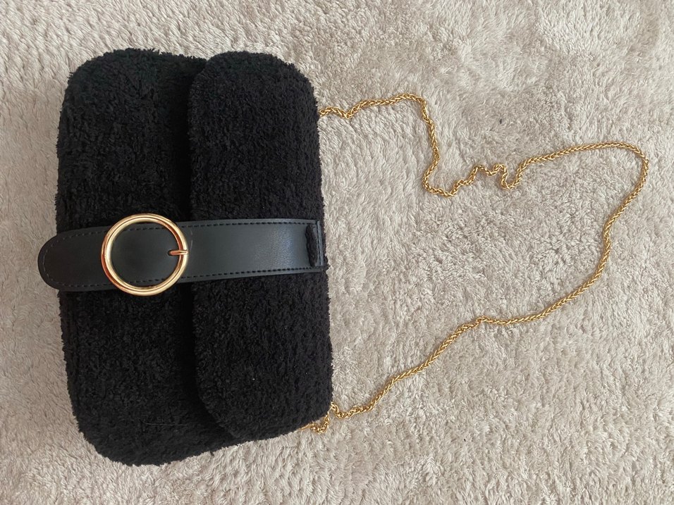 Siyah Nakışlı Kürk Detaylı Kadın Çanta - Görsel 4