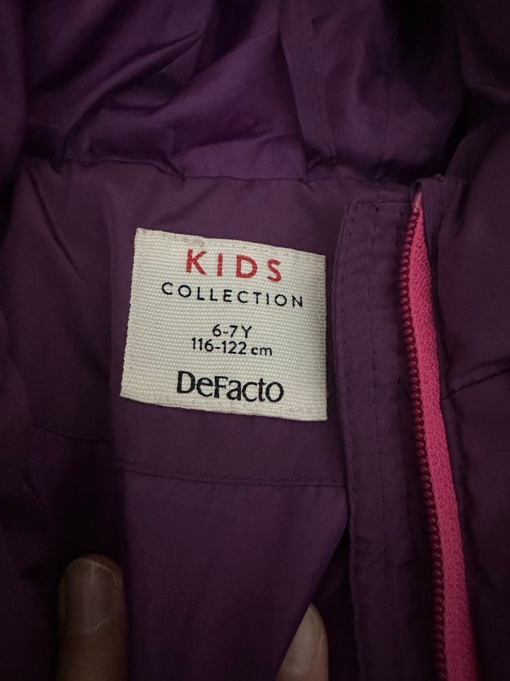 Kız Çocuk Mor Kapüşonlu Fermuarlı Mont - Görsel 2