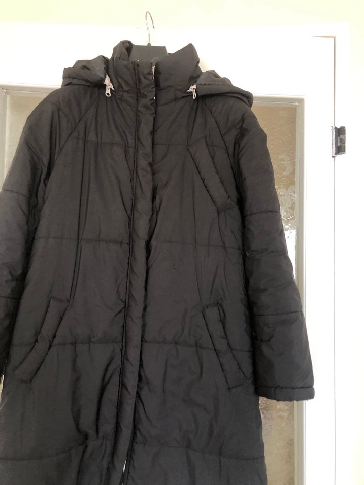 Siyah Fermuarlı Uzun Kadın Kışlık Mont - Görsel 2