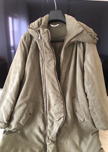 Kadın Gri Uzun Sade Street Wear Ceket - Görsel 4