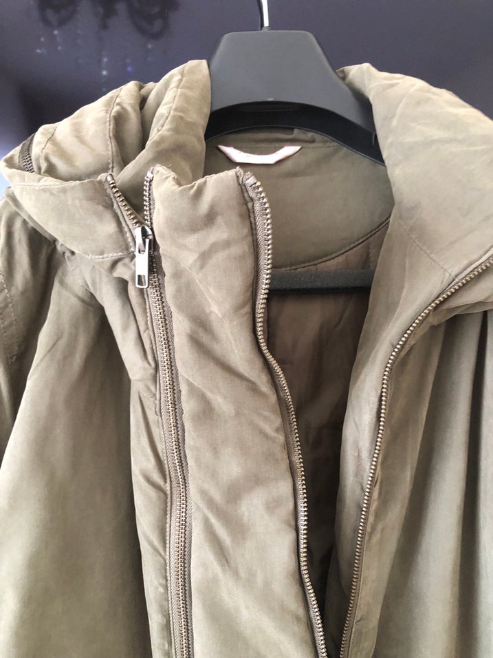 Kadın Gri Uzun Sade Street Wear Ceket - Görsel 5