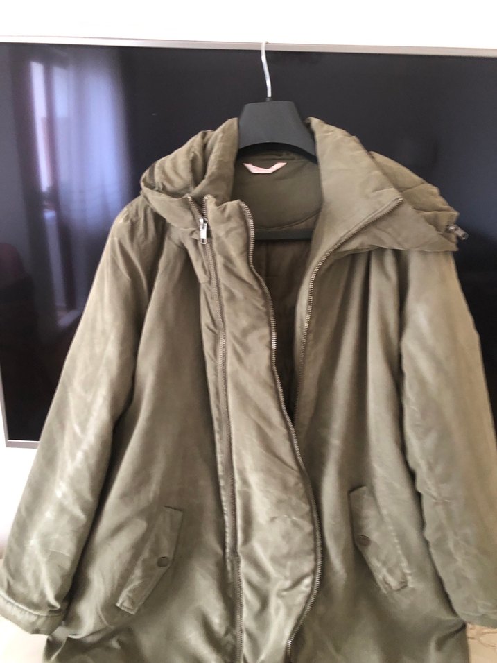 Kadın Gri Uzun Sade Street Wear Ceket - Görsel 3