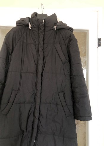 Siyah Uzun Fermuarlı Kadın Kışlık Mont - Görsel 2