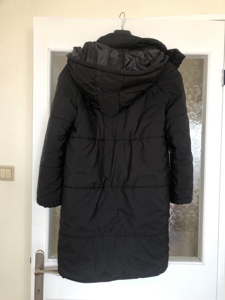 Siyah Uzun Fermuarlı Kadın Kışlık Mont - Görsel 4