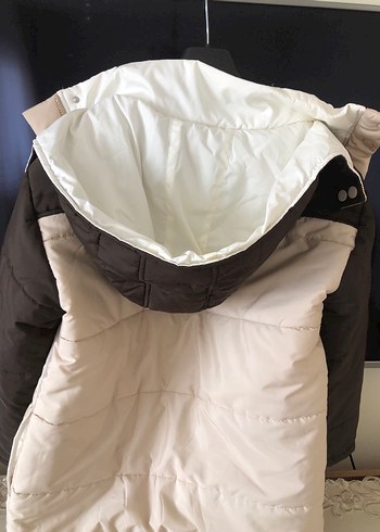 Bej Gri Kadın Midi Kolsuz Kışlık Mont - Görsel 6